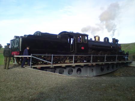 Weka Pass Railway turning the train around at Waikari, North Canterbury