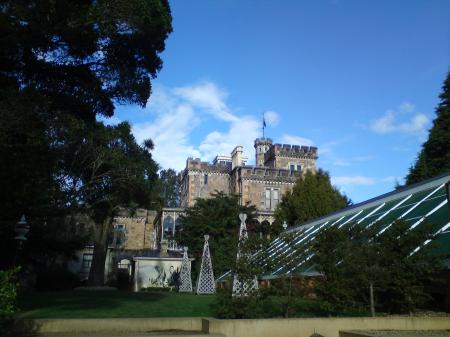 Larnach Castle looking across the glass houses