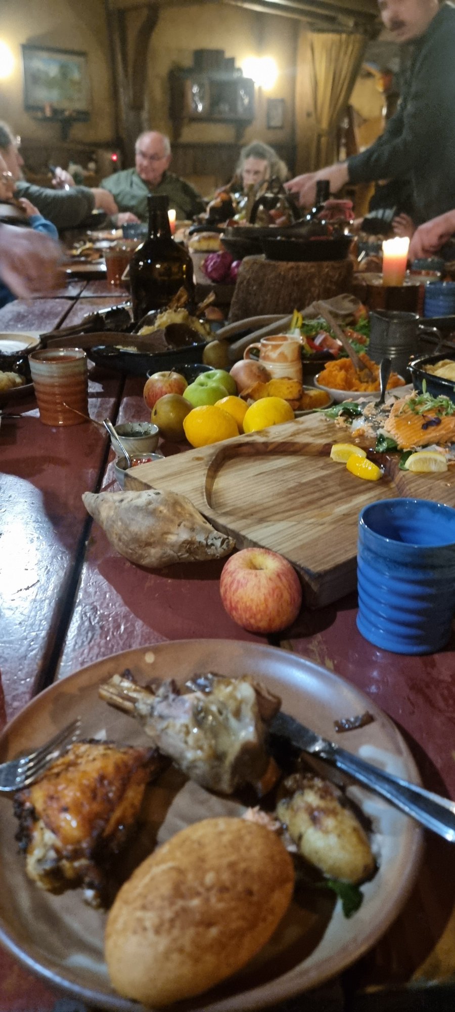 Feast table at Hobbiton banquet New Zealand
