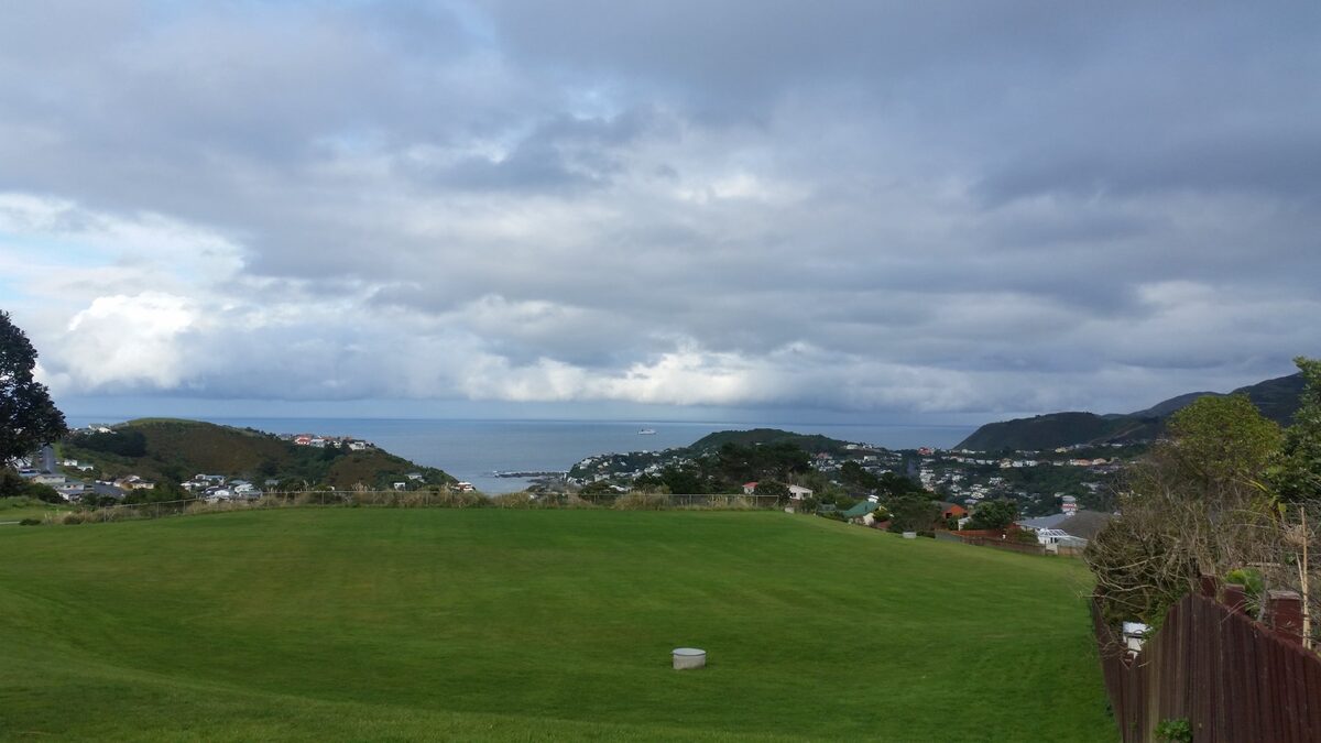 View from Wellington hilltop looking out to the harbour and Cook Strait